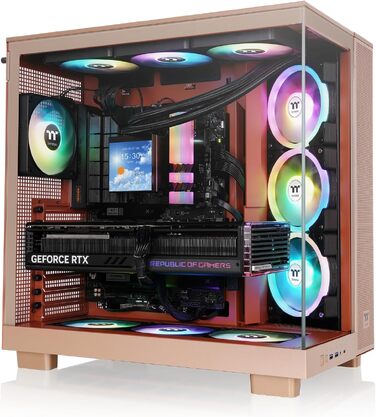 Корпус для ПК Thermaltake View 380 XL TG ARGB, Gravel Sand: Mid Tower, загартоване скло 4 мм, підтримка E-ATX та XL-материнських плат, USB-C, підтримка радіатора 360 мм, High-Airflow
