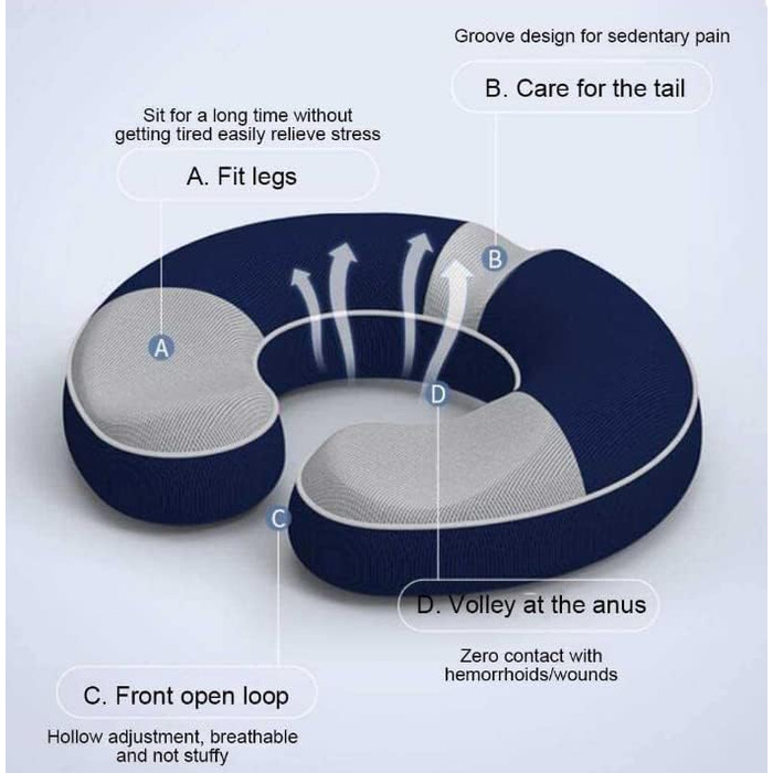 Donut Pillow Memory Foam Orthopedic Hemorrhoid Seat Cushion, Ergonomic Seat Cushion for Hemorrhoids and Prostate, for Pregnancy, Coccyx, Bed Sores, Post Natal, Sciatica (Female)