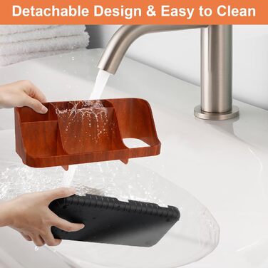 Тримач для зубних щіток у ванну кімнату: органайзер для електричних щіток та пасти, 7 відділень, червоне дерево