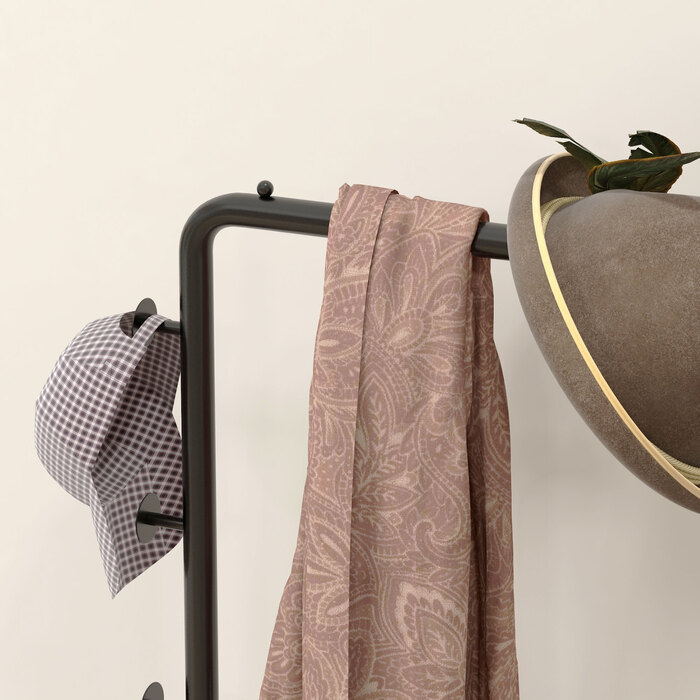 HOMCOM Coat Rack Clothes Rack with Hooks & Tray for Clothes & Hats, Hallway & Entrance, 45x28x148 cm Black