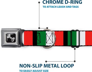 Нашийник для собак Buckle-Down з пряжкою Italy Flags, 2.5 см (1 дюйм) ширина, розмір M (11-17 дюймів)