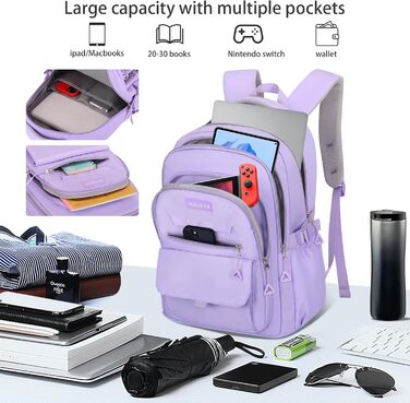 Рюкзак для дівчаток та жінок: стильний, ніжний, для навчання та повсякденного використання (фіолетовий)
