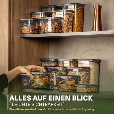 Герметичні контейнери для зберігання продуктів | Набір 25 контейнерів | Без BPA | Для каші, борошна, цукру | Практичні контейнери для кухні (Peggy)