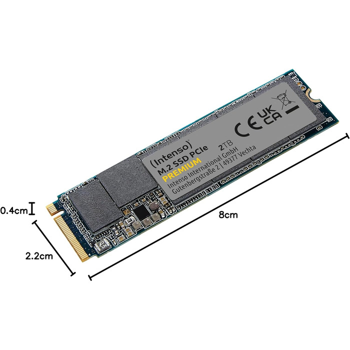 Intenso 2TB M.2 SSD PCIe Premium: Швидкий NVMe накопичувач (2100 MB/s)