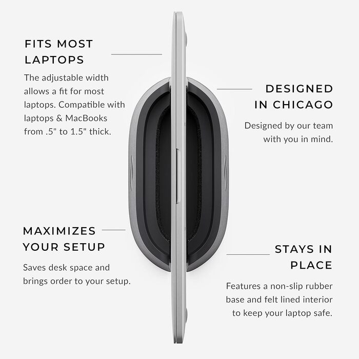HumanCentric Adjustable Laptop Stand & Dock - Leather - for MacBook Pro & Laptops (0.5-1.5