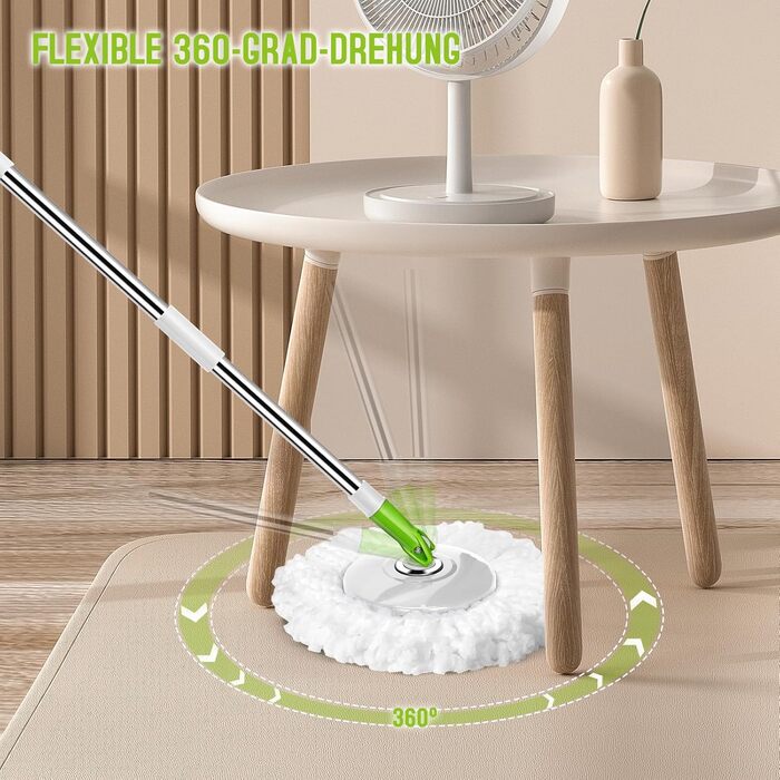 Набір для миття підлоги з відром, 2 в 1: відро для миття з віджимом та моп, моп з педальним віджимом, регульована сталева стійка та 3 мікрофібрових насадок, набір для миття підлоги, відро з педальним віджимом, білий + жовто-зелений