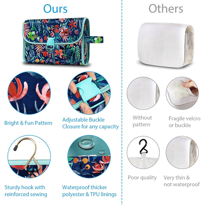 Fintie Косметичка-органайзер для подорожей, велика водонепроникна сумка для макіяжу, для жінок та дівчат, принт 'Джунглі Ніч'