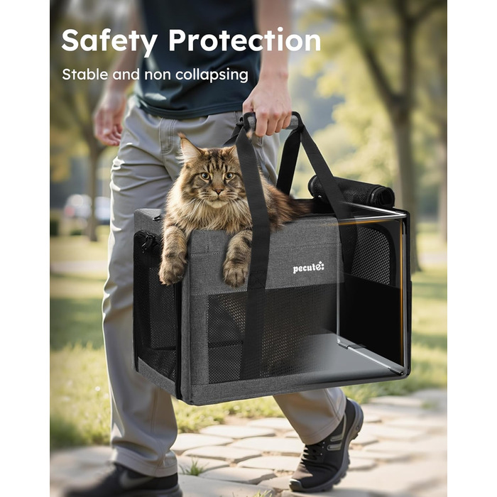 Транспортна сумка для котів Pecute Katzentasche - переноска для котів та маленьких собак, 47 x 33 x 30 см, сіра