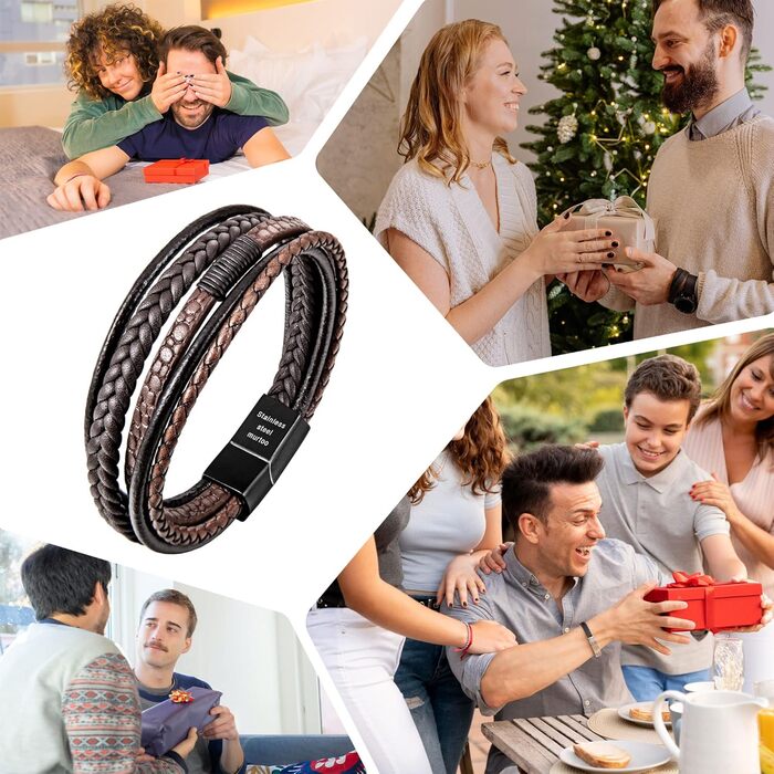 Чоловічий шкіряний браслет Speroto Premium (23 см, коричневий) з магнітною застібкою з нержавіючої сталі - ідеальний подарунок для чоловіків