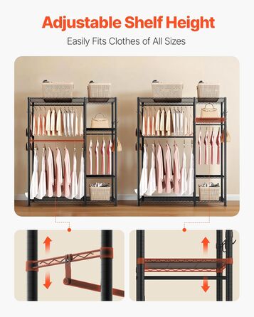 Стійка для одягу VEVOR з 4 перекладинами, 8 гачками та 385,5 кг вантажопідйомністю - для спальні, магазину одягу, прихожої