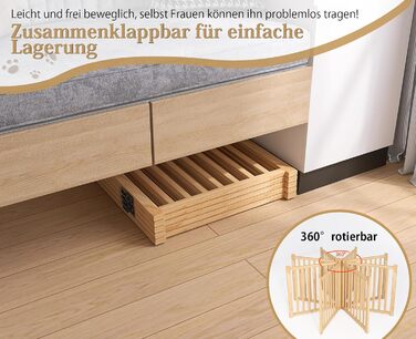 Дверцята для собак з дерева, розкладні, для кухні, коридору, вітальні, на сходи, кутова установка, підходять для собак маленьких та середніх порід, дерев'яного кольору, 2P 58см, захисний загін для собак (5-58)