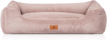 М'яке собаче ліжко Knuffelwuff Olivia з тканини Cord, 85 x 63 см, рожеве, знімний чохол, для собак великих, середніх та маленьких порід