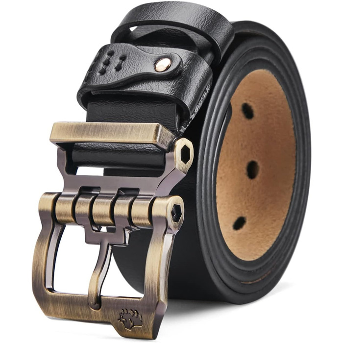 Чоловічий шкіряний ремінь BISON DENIM: стильний аксесуар для джинсів та ділового образу. Ширина 38 мм, колір чорний, з подарунковою коробкою (W71694-1bm-schwarz 110)