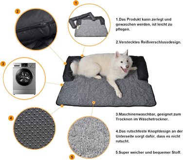 Підстилка для собак Raikou 90x90 см, чорна, з неслизьким покриттям та блискавкою