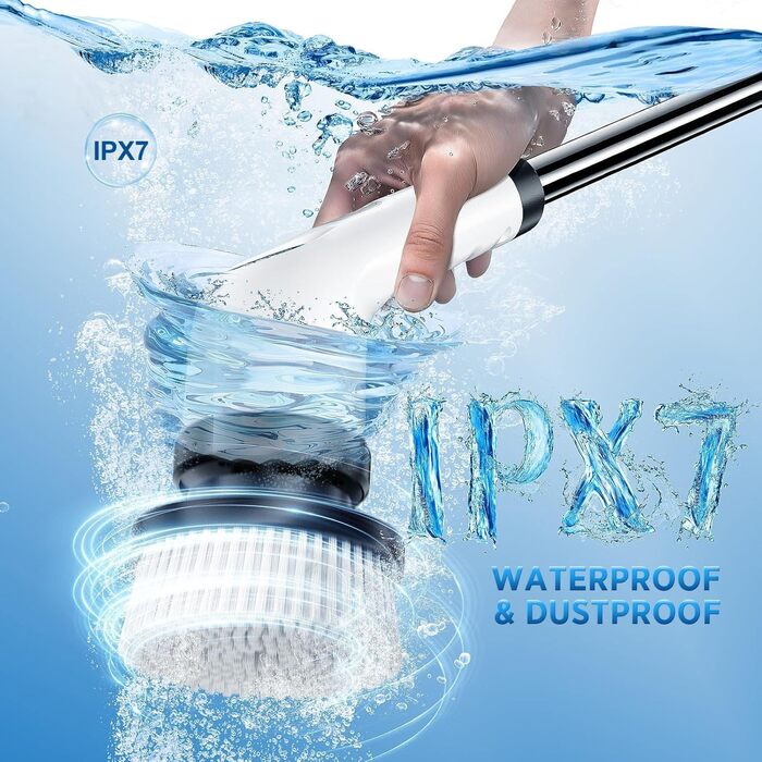 Електрична щітка для прибирання FYDEE IPX7, 7 насадок, бездротова, з регульованою ручкою, для ванної, кухні, авто і підлоги