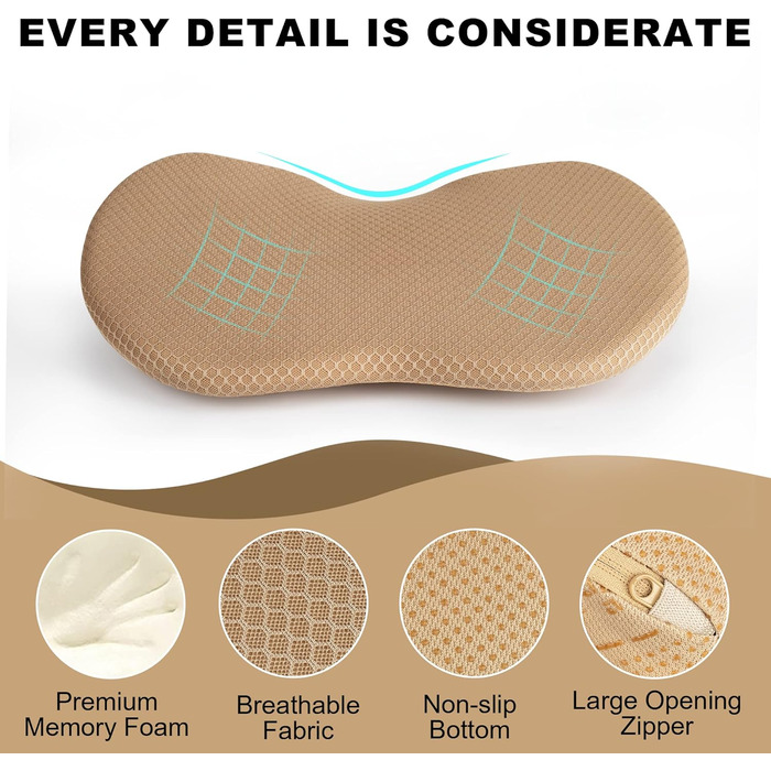 Подушка для автосидіння ергономічна з memory foam, клиноподібна, для комфортних подорожей, Z-бежева