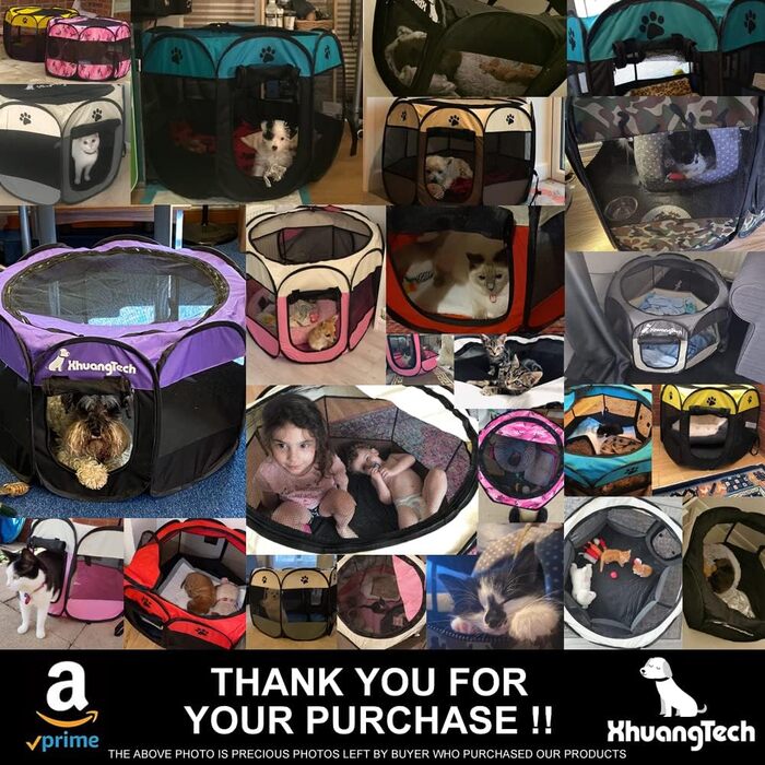 Клітка-манеж для собак та котів XianghuangTechnology, м'який матеріал, портативна, складана, для дому та вулиці, 80 x 58 см (Д x В), фіолетовий