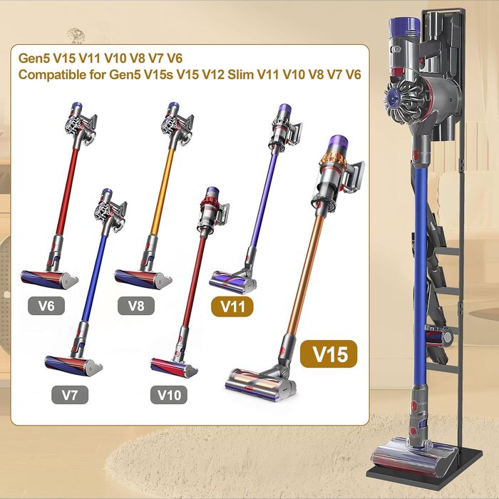 Підставка для пилососа OUTBROS, сумісна з Dyson Gen5 V15s V15 V12 Slim V11 V10 V8 V7 V6, органайзер аксесуарів, чорний