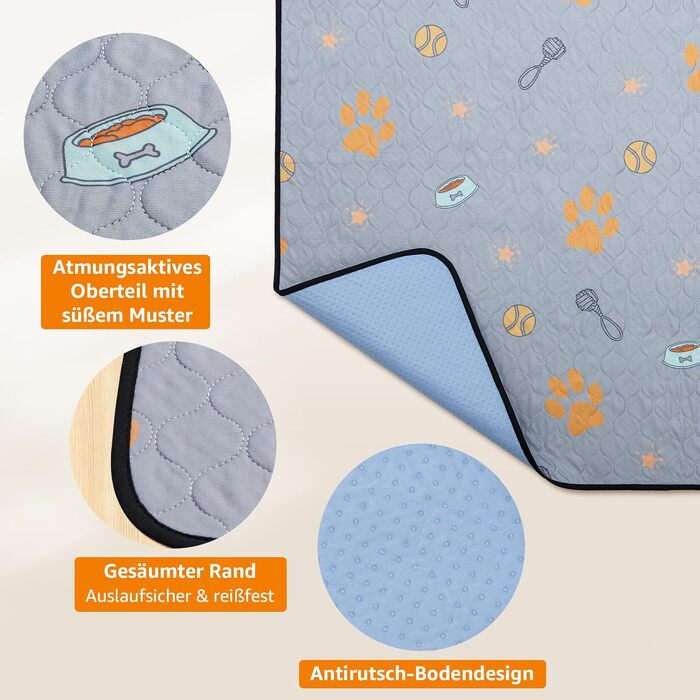 Багаторазові пелюшки для цуценят, 2 шт. - супер вбираючі пелюшки PIPI для собак, неслизькі тренувальні пелюшки для собак для диванів, вольєрів або автокрісел 76x81 см (2 шт.)