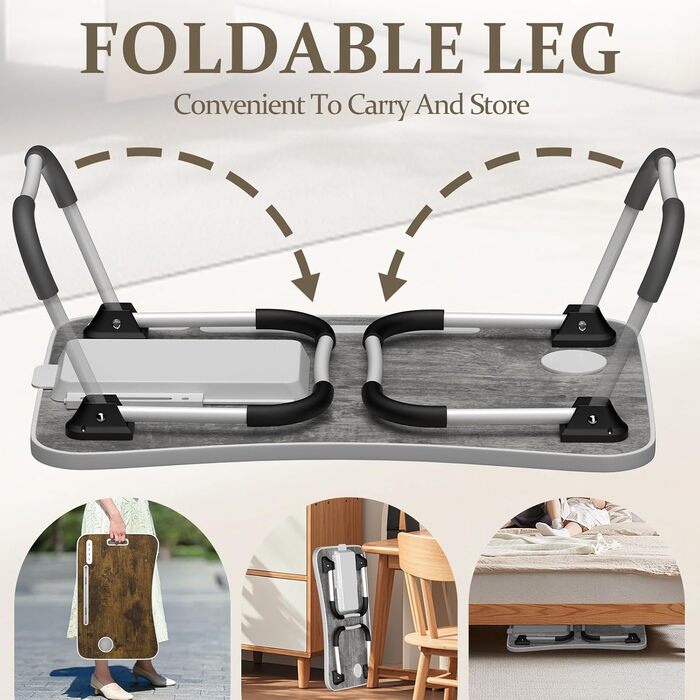 Стіл-підставка для ноутбука Huracan: регульований, з підсвіткою, USB, з відділенням для чашки та ящиком (60x40 см, Vintage Brown)