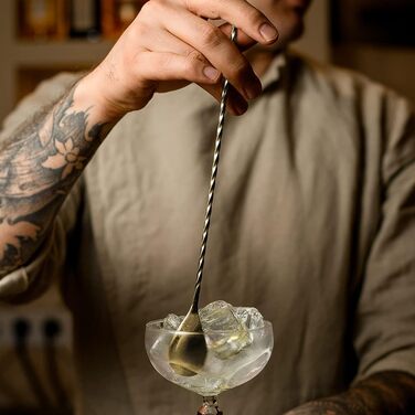 Якісний барний мішалка для коктейлів YFWOOD з нержавіючої сталі, довгий руків'я, стильний спіральний дизайн, ідеально для барменів та дому (Золотий)