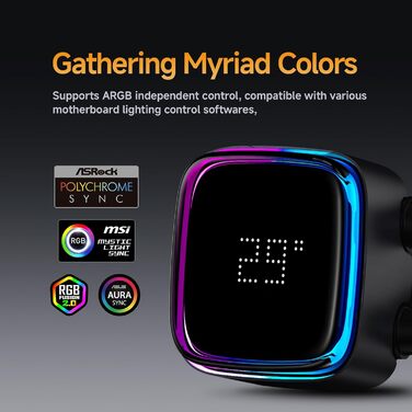 Iota L36 BK AIO: Рідинне охолодження ПК з цифровим дисплеєм, 360мм, для AMD AM4/AM5 та Intel LGA 115X/1200/1700/1851