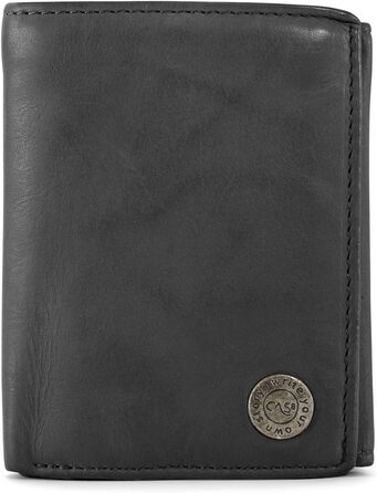 Cas8 Portmonee for Men MATS, Vertical Wallet, 100% Leather Wallet, Wallet with RFID Protection & 9 Card Slots, Flip-Up Wallet with Flap, Graphite