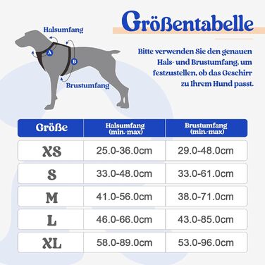Нашийник для собак Rabbitgoo середнього розміру, анти-тяга, регульований, для великих собак, дихаючий, з світловідбиваючими смугами, безпечне керування, L (Синій+Помаранчевий, XS (1 шт.))