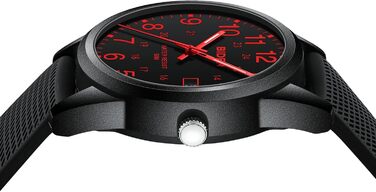 Чоловічий годинник: аналоговий кварцовий годинник на зап'ястя, водостійкий, стильний, дизайнерський (07- Чорний/Червоний)