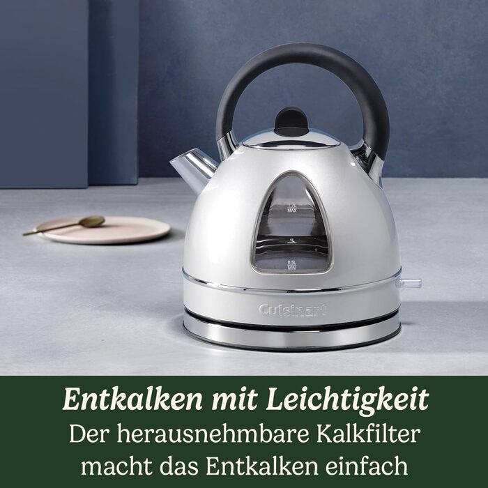 Cuisinart Traditional Kettle | Fast boiling, cordless, quiet, easy pouring | Removable scale filter | 1.7L capacity | Matching toaster available | Pearl 1.7L Traditional Pearl