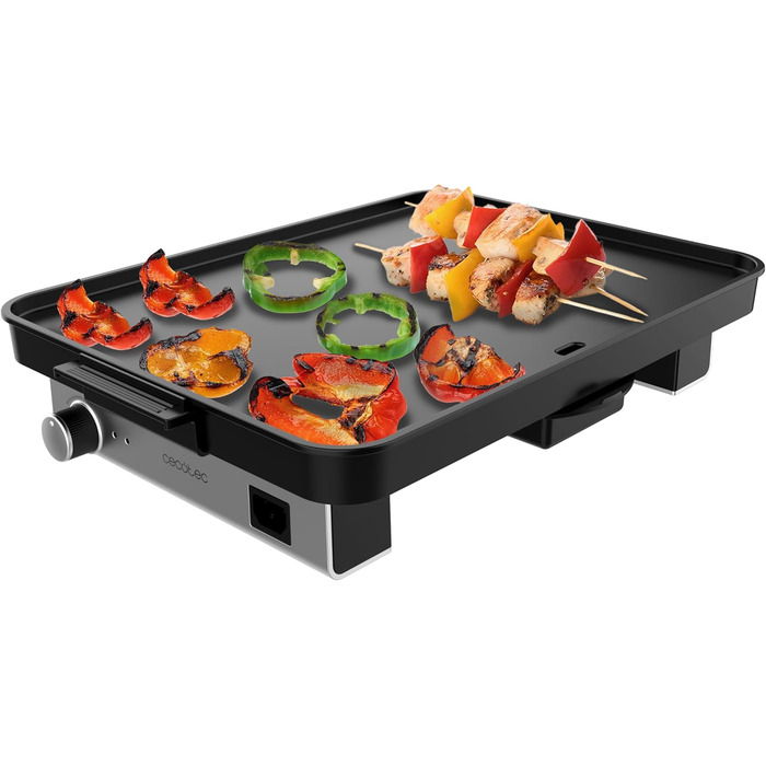 Cecotec Electric Grill Plate with Detachable Magnetic Parts - 1800W, 2600W, Aluminum with Teflon Coating, Non-Stick, Dishwasher Safe, Adjustable Thermostat, Large Cooking Surface