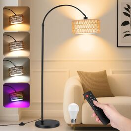 Торшер для вітальні Stehlampe 9W LED з димером, пульт ДУ, лампа E27, чорний. Арка, підлоговий світильник для спальні, офісу