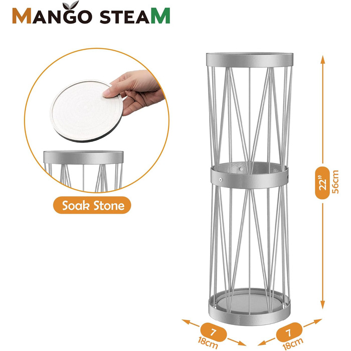 Тримач для парасольок Mango Steam Pluvian™ Soakstone™ Tall Round, сріблястий (багаторазовий)
