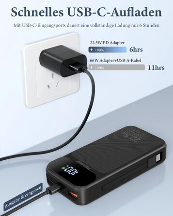 Power Bank 25800 mAh з LCD екраном: швидка зарядка PD3.0 QC4.0 для смартфонів та планшетів