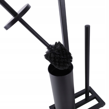 Підставка для туалетного паперу з тримачем та йоржиком для унітаза, чорна, стиль лофт, Yoka Home