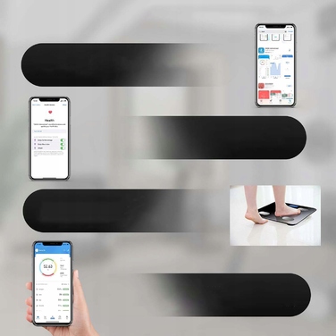 Електронні ваги для ванної з Bluetooth, чорне скло, до 180 кг