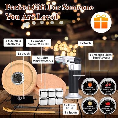 RoseFlower Cocktail Smoker Set, Nostalgie Smoker Set for Whiskey, Drinks, Bourbon, Steak, Fish and Cheese – Infused Smoke for Drinks and Food – House/Garden/Grill - Father's Day Gift (#1)