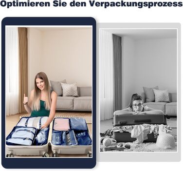 Органайзер для валізи OBSGUMU, набір 9 шт. - Packing Cubes для подорожей, косметичка, валізні органайзери (Marineblau)