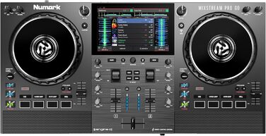 Numark Mixstream Pro Go: Портативний DJ-контролер з акумулятором, мікшер з розділенням STEM, динамік, Wi-Fi, сенсорний екран, сумісний з Serato DJ