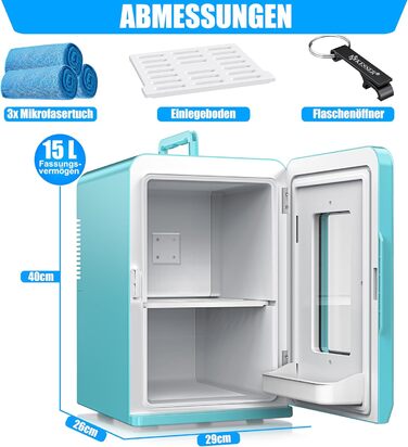 KESSER® Міні холодильник/термобокс 2в1, 15л, 220-240V/12V, для авто, офісу, кемпінгу, блакитний