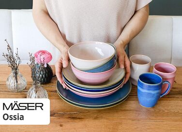 Сервіз тарілок MÄSER Ossia для 6 осіб, 12 предметів, середземноморський вінтажний стиль, темно-синя кераміка, обідні та супові тарілки