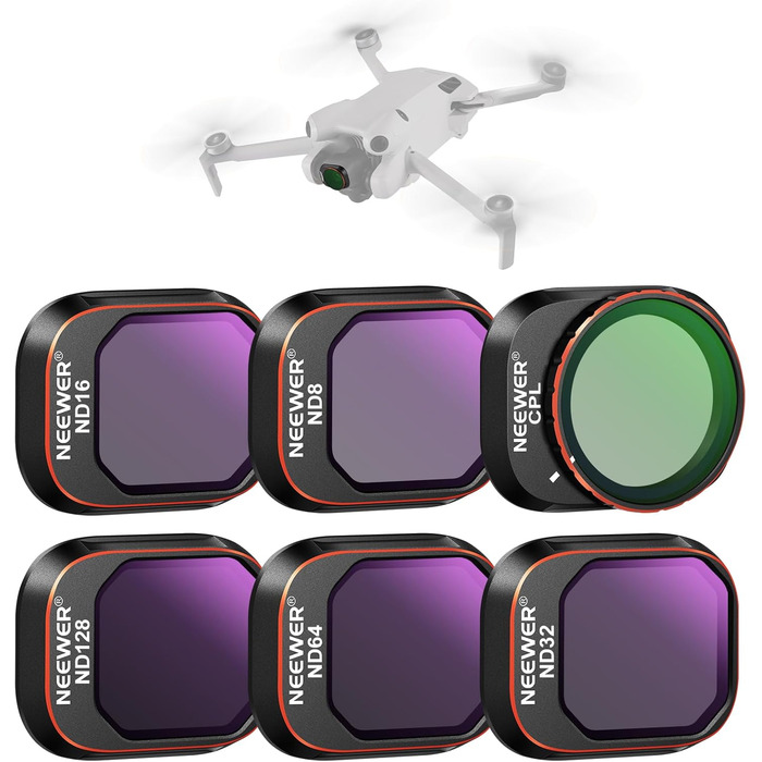 Набір фільтрів ND та CPL NEEWER для DJI Mini 4 Pro: 6 шт. (ND8, ND16, ND32, ND64, ND128, CPL)
