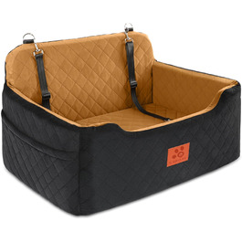 GL GLENSLAVE Dog Car Seat - Medium/Large Dogs, Up to 22kg or 2 Small Dogs - Removable & Washable Pet Car Seat (Black/Brown)