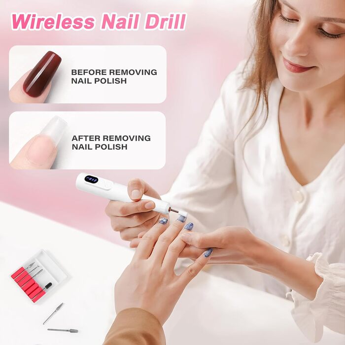 Професійний бездротовий апарат для манікюру та педикюру Brencco, 12 в 1, 18000 об/хв, 8 насадок, зарядка Type-C, для дому та салону