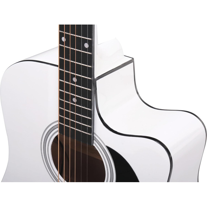 Класична акустична гітара Westerngitarre WS-10WH-CE з підсилювачем, Dreadnought, Cutaway, 3-Band EQ + Presence, Тюнер LCD, XLR та Klinke, білий глянцевий лак