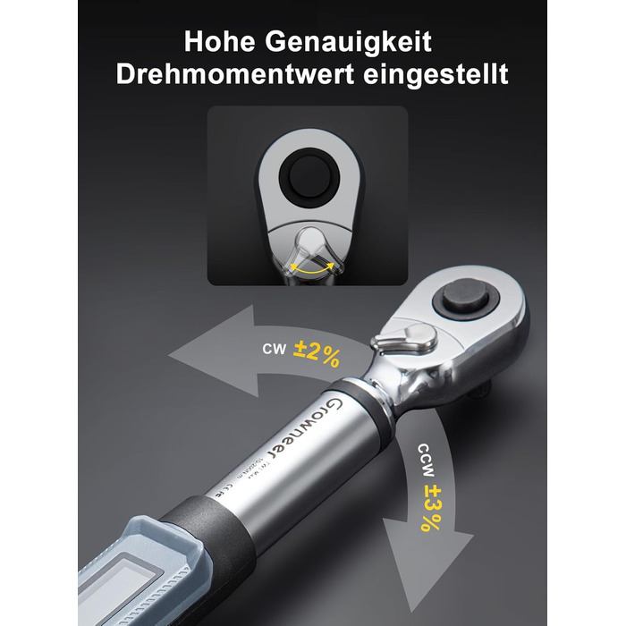 Цифровий шуруповерт з моментом, 2.66-53.1 in-lbs/ 1/4'' Drive, з моментом, для електриків з сигналом та LED-дисплеєм, 27 в 1 (10-200 Нм)