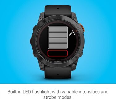 Розумний годинник Garmin fēnix 7X Pro Solar з GPS, сонячною зарядкою та ліхтариком, 51 мм, чорний ремінець, сірий корпус