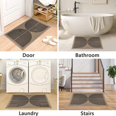 Килимок для дому та вулиці 50x80 см, джутовий, антиковзкий, для входу, балкону (Чорний)