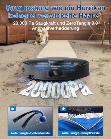 Робот-пилосос ECOVACS DEEBOT T30S PRO з функцією миття, 11000 Па, технологія ZeroTangle, миття гарячою водою 70°C, TruEdge™ для миття країв, акумулятор 6400 мАг, AI-уникнення перешкод (T30C OMNI S)