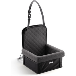 Автокрісло для собак середніх та маленьких порід Gütewerk, аксесуари для собак, стабільне автокрісло для собак на переднє сидіння, стабільне та складане автокрісло для собак, автокрісло для собак середнього розміру з запобіжним тросом, темно-сіре, на переднє сидіння